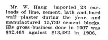 Haug Business Report, Jan. 9, 1908 - Kelowna Courier