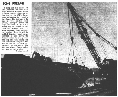 C.N. Tug 5, June 18, 1965, Kelowna Daily Courier