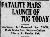 Launch fatality, May 8, 1930, Kelowna Courier